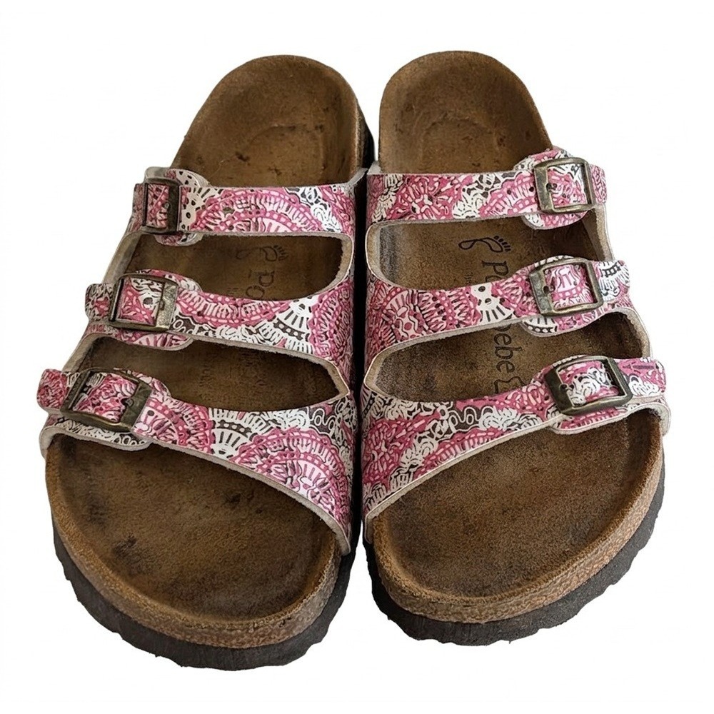 Papillio Sandals by Birkenstock, Pink Print, 3 Adjustable Straps, Size 38 / 7 - Picture 4 of 12